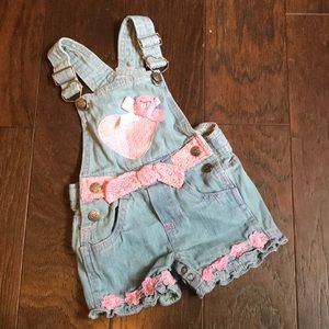 Jean and pink overalls